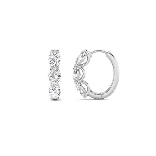 Three Stone Fancy Diamond Shape Hoops - Oval