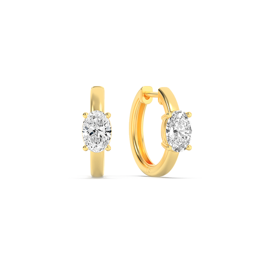 Dainty Solitaire Huggies - Oval