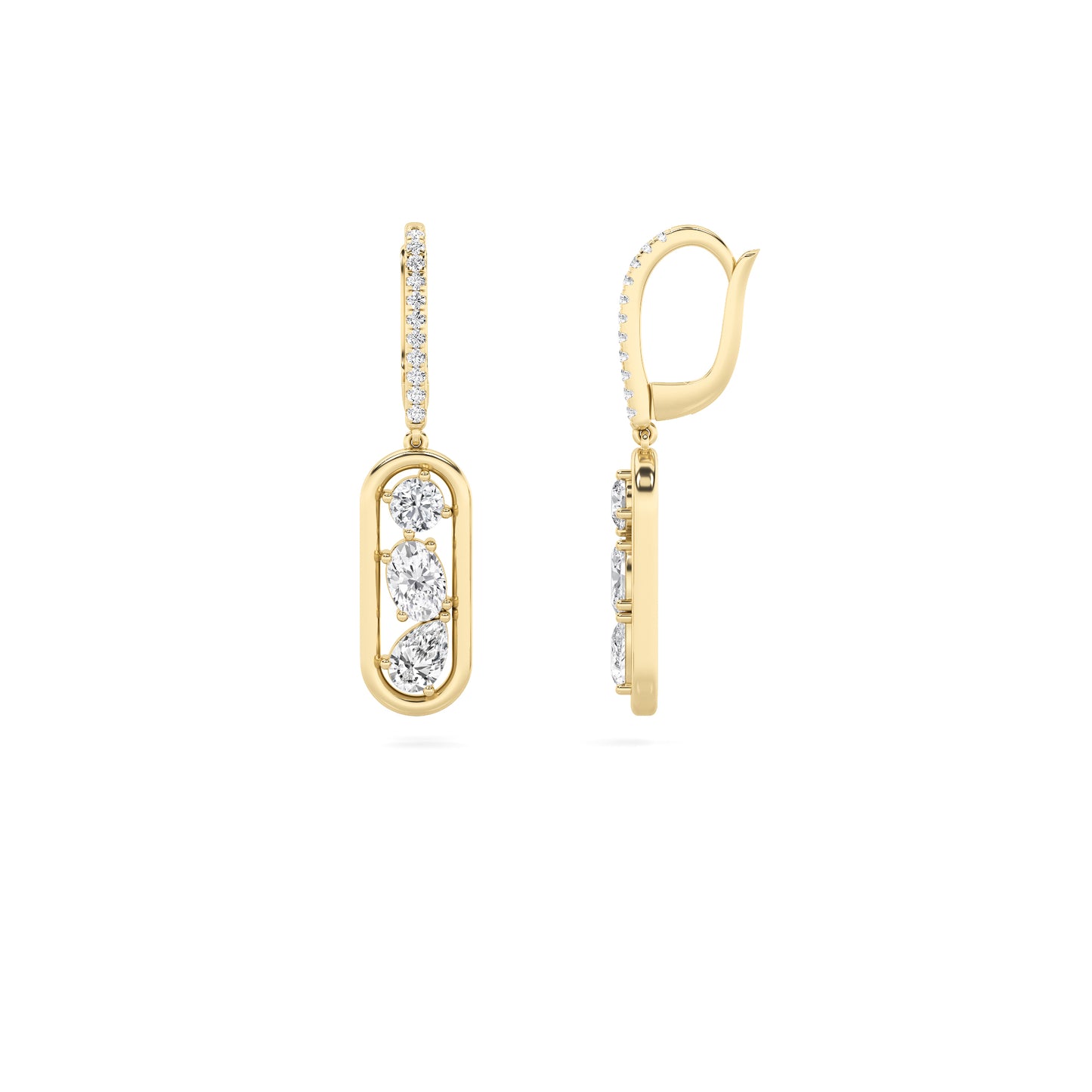 Paperclip Diamond Dangle Earrings - Multi Shape
