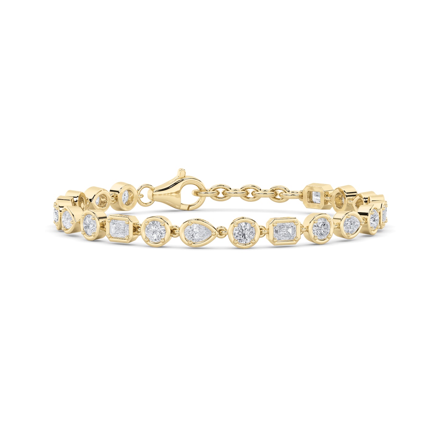 Mixed Fancy Cut Diamond Bezel Set Tennis Bracelet