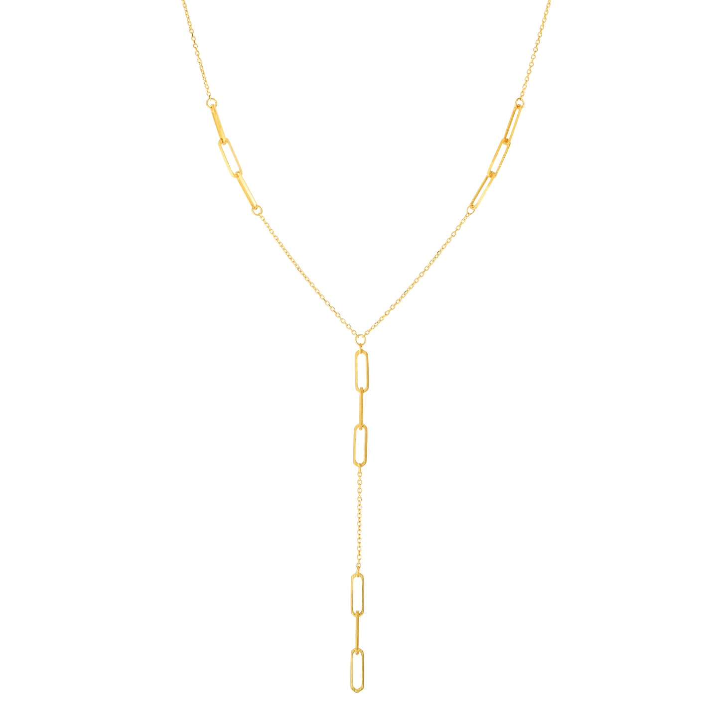 Gold Paperclip Lariat Necklace