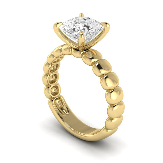 The Scalloped Wide Band Solitaire Engagement Ring