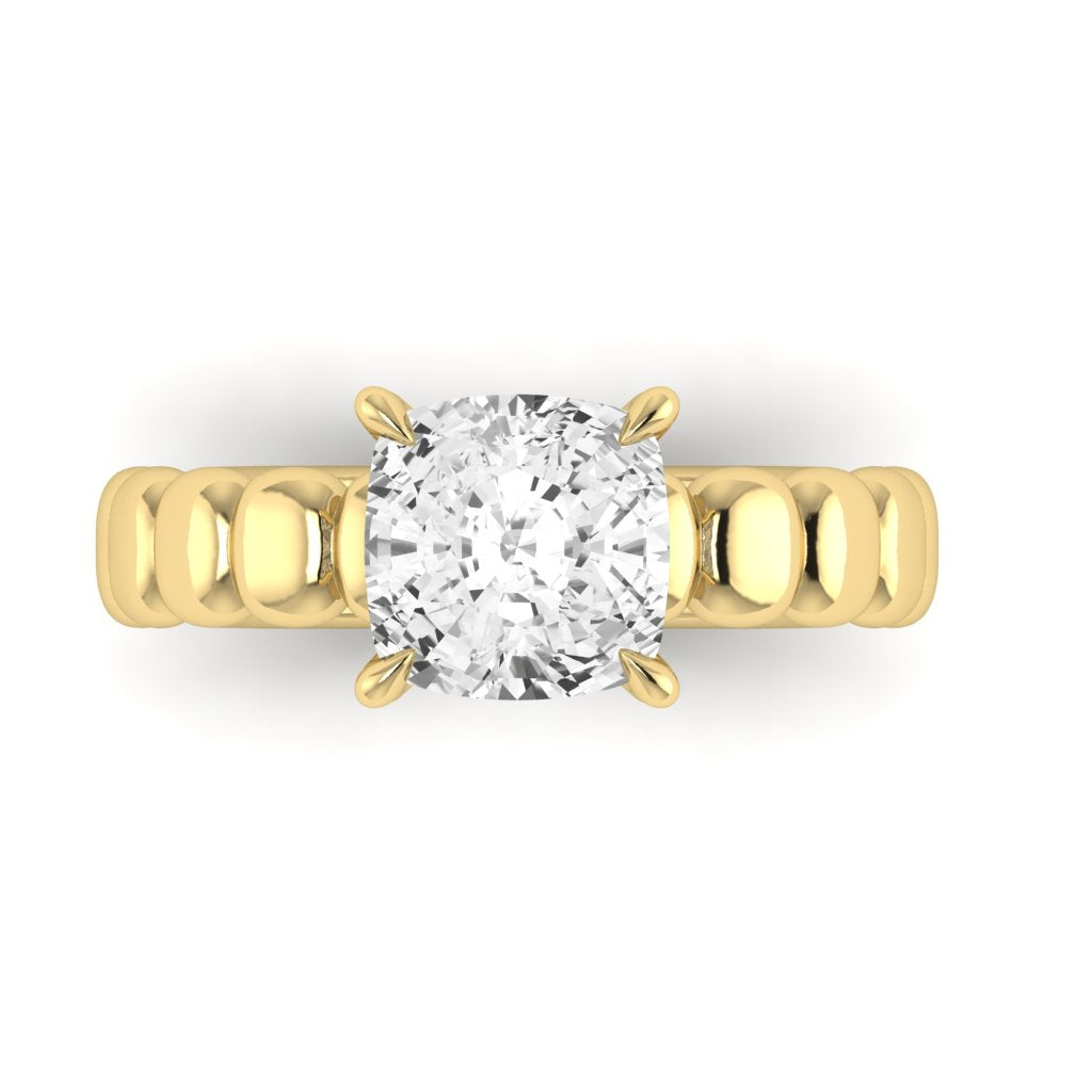 The Scalloped Wide Band Solitaire Engagement Ring