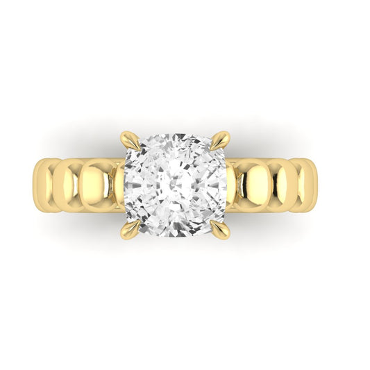 The Scalloped Wide Band Solitaire Engagement Ring