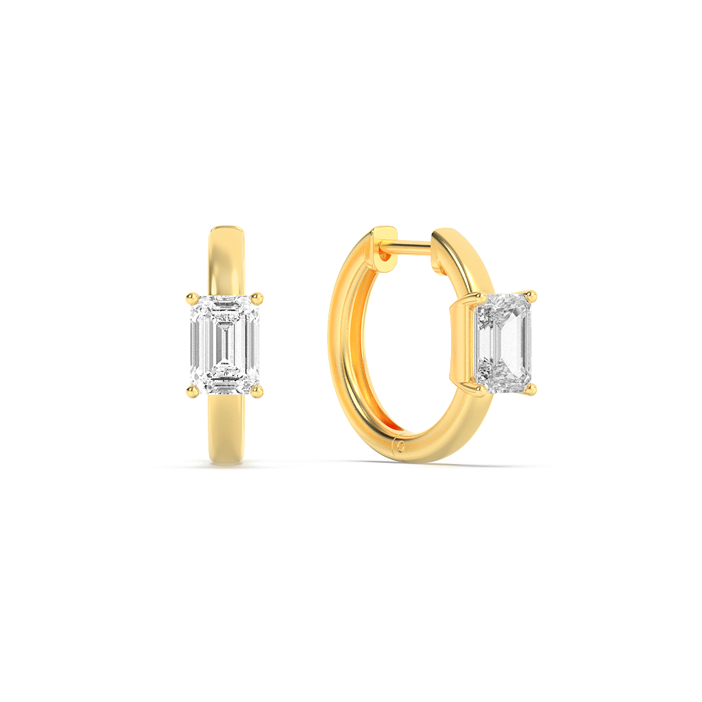 Dainty Solitaire Huggies - Emerald