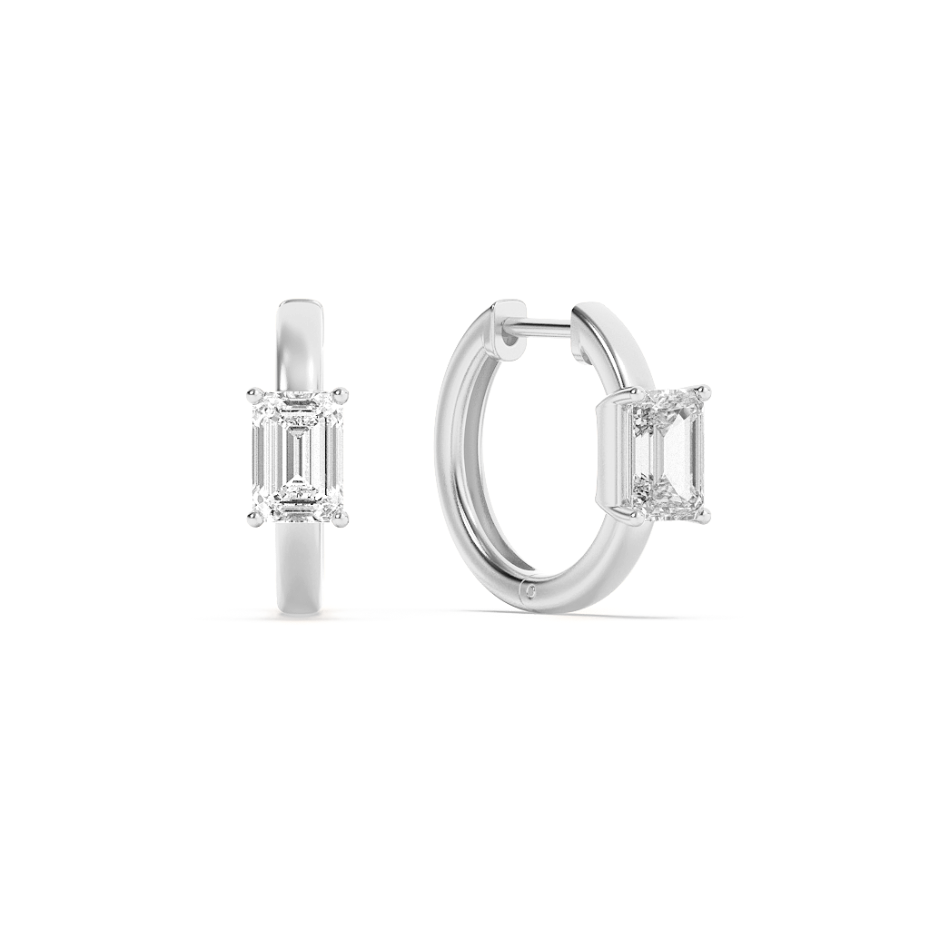 Dainty Solitaire Huggies - Emerald