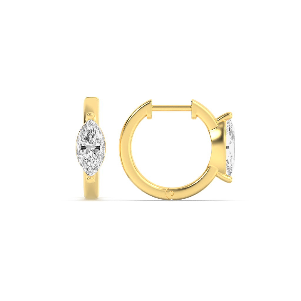 Dainty Solitaire Huggies - Marquise