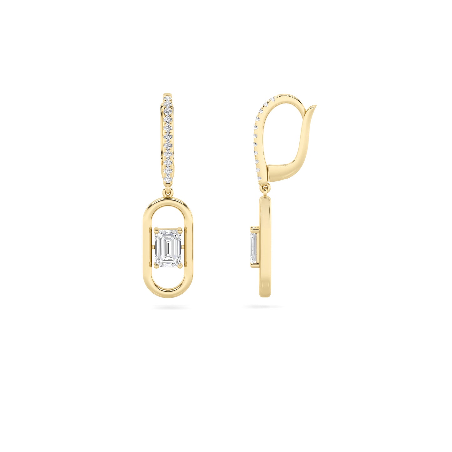 Paperclip Diamond Dangle Earrings