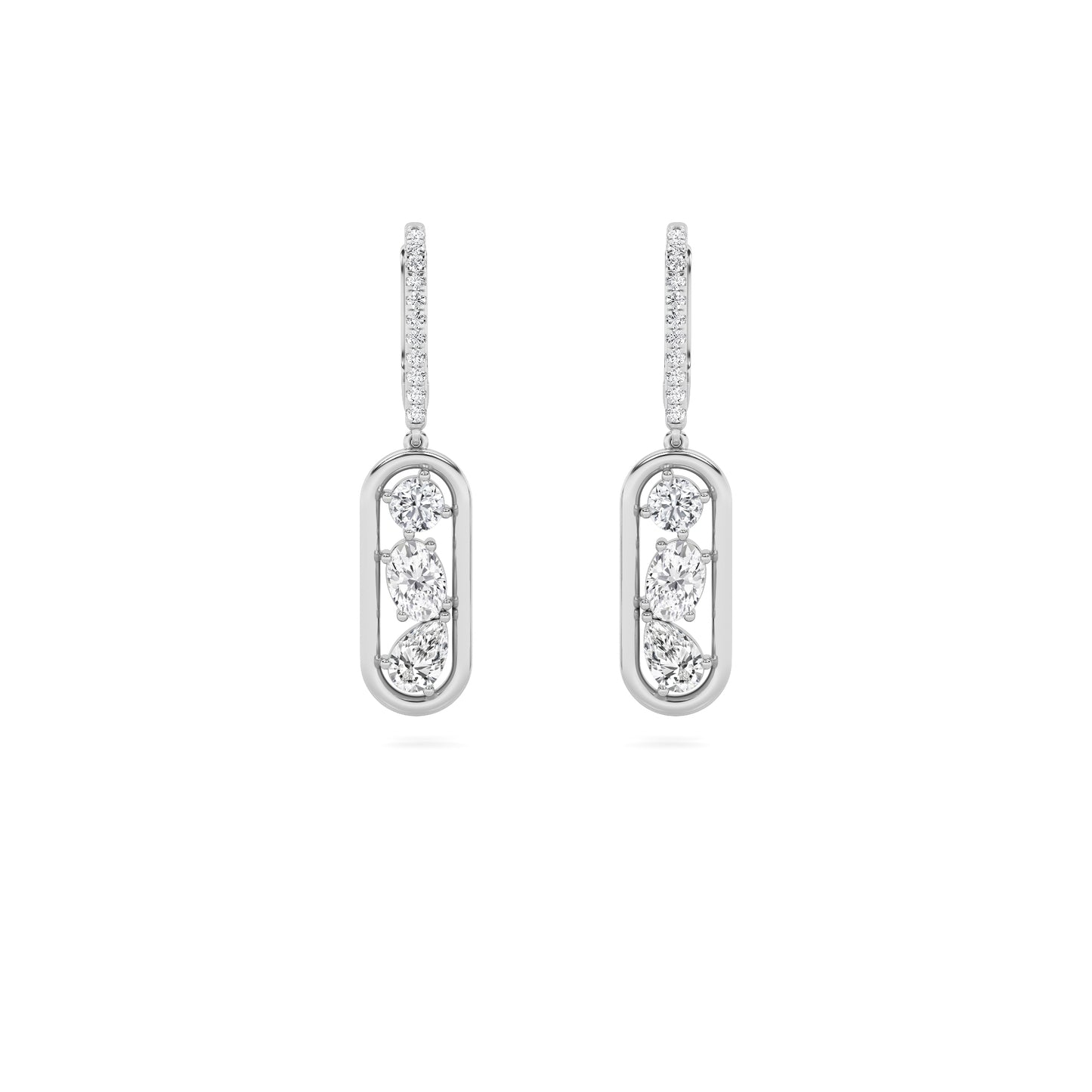 Paperclip Diamond Dangle Earrings - Multi Shape