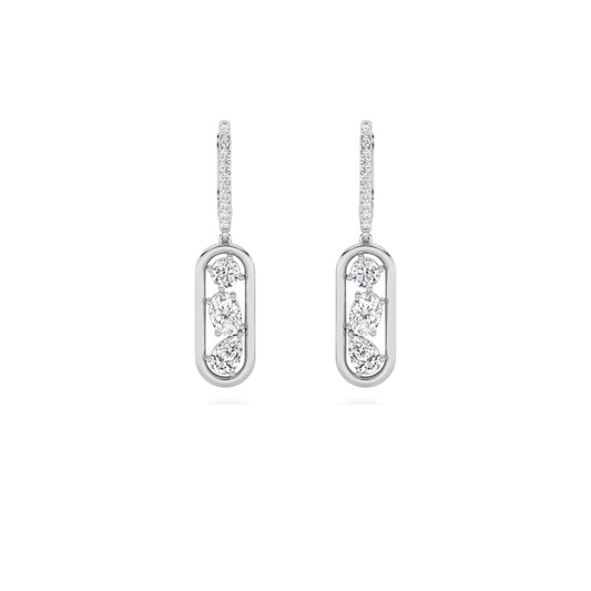 Paperclip Diamond Dangle Earrings - Multi Shape