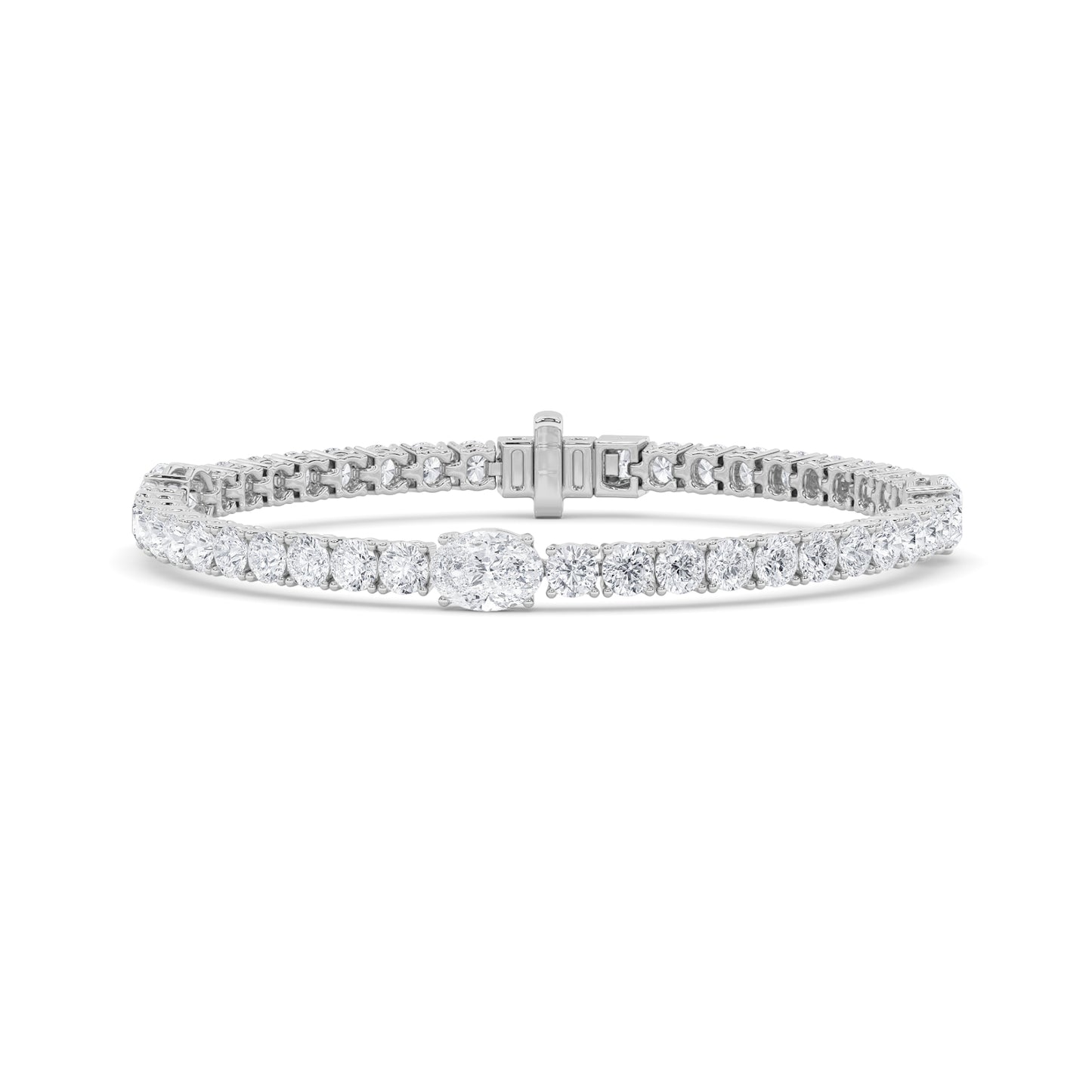 Oval Accent Diamond Tennis Bracelet
