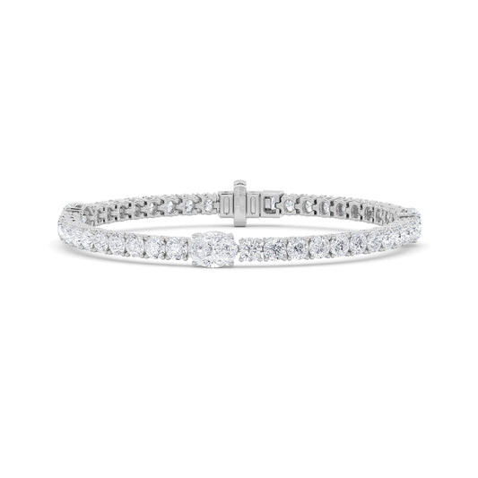 Oval Accent Diamond Tennis Bracelet