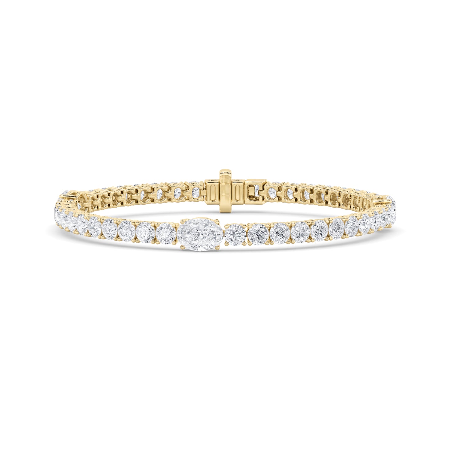 Oval Accent Diamond Tennis Bracelet