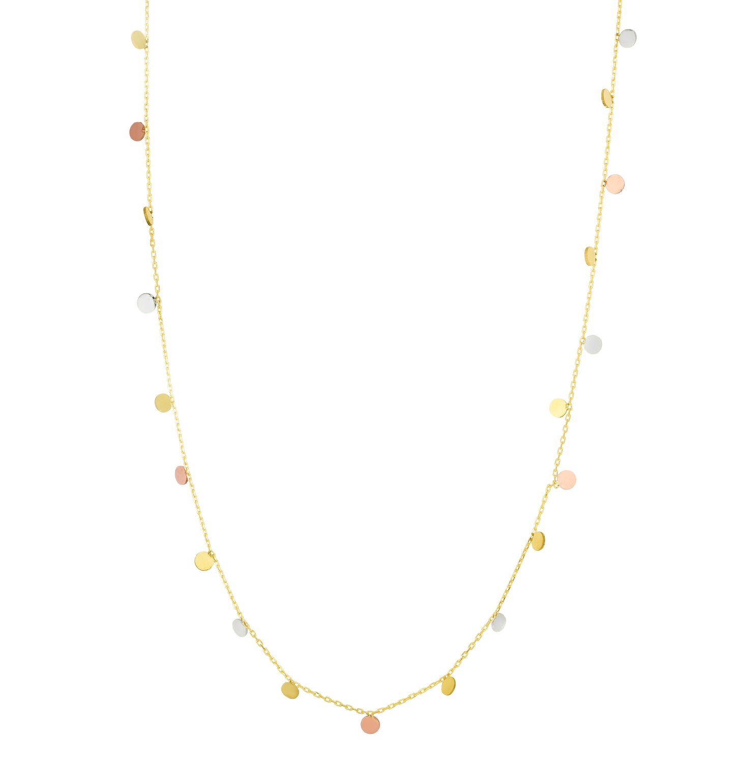 Tricolor Dangling Circles Necklace