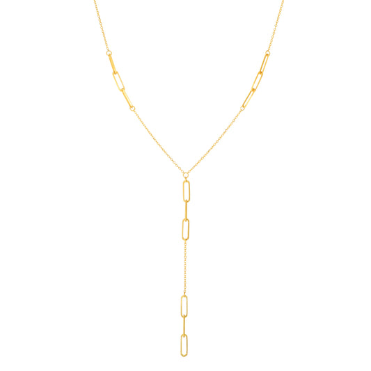 Gold Paperclip Lariat Necklace