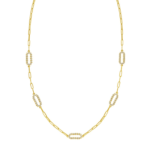 Illusion Diamond Cut Paperclip Necklace