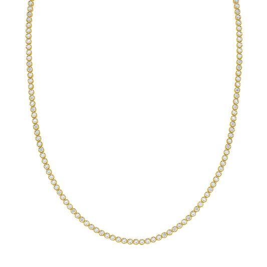 Two Tone Bezel Set Diamond Cut Illusion Tennis Necklace
