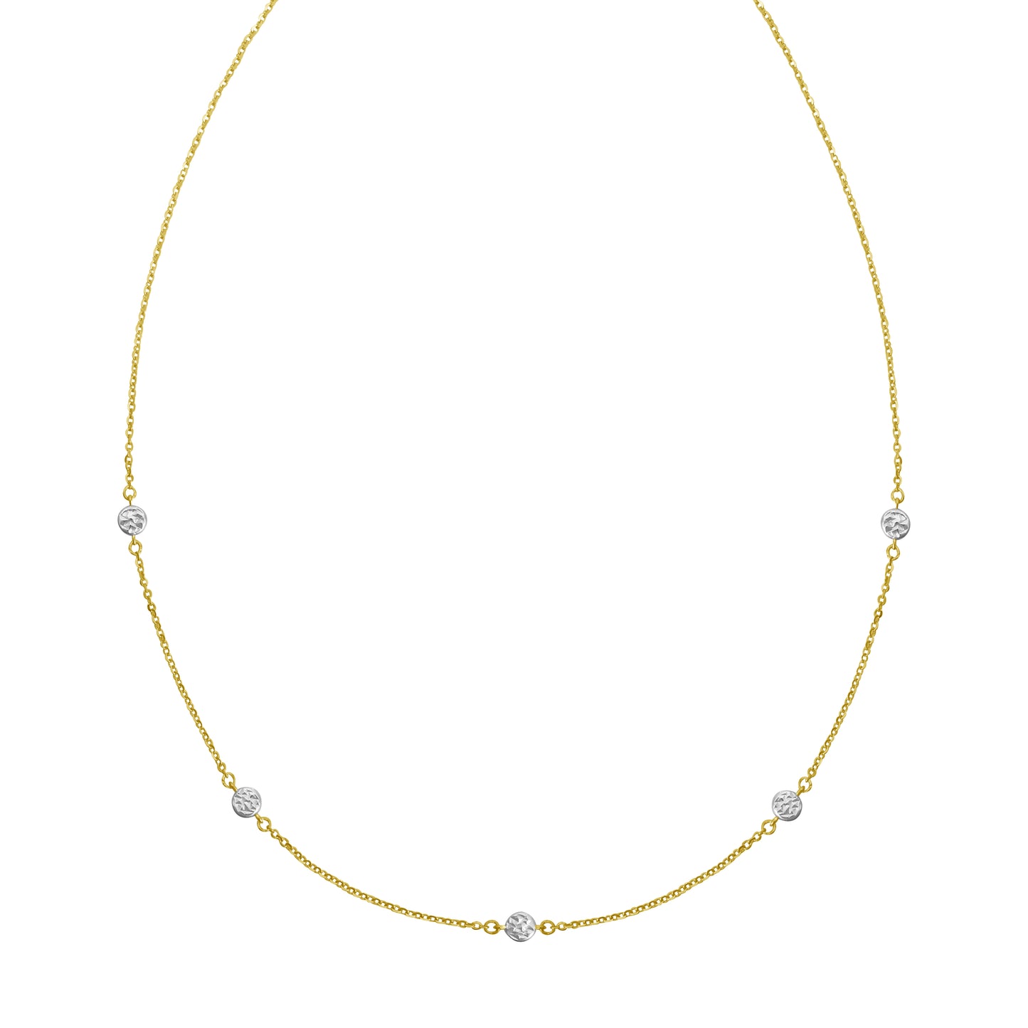 Two-Tone Diamond Cut Illusion Diamonds By the Yard Station Necklace