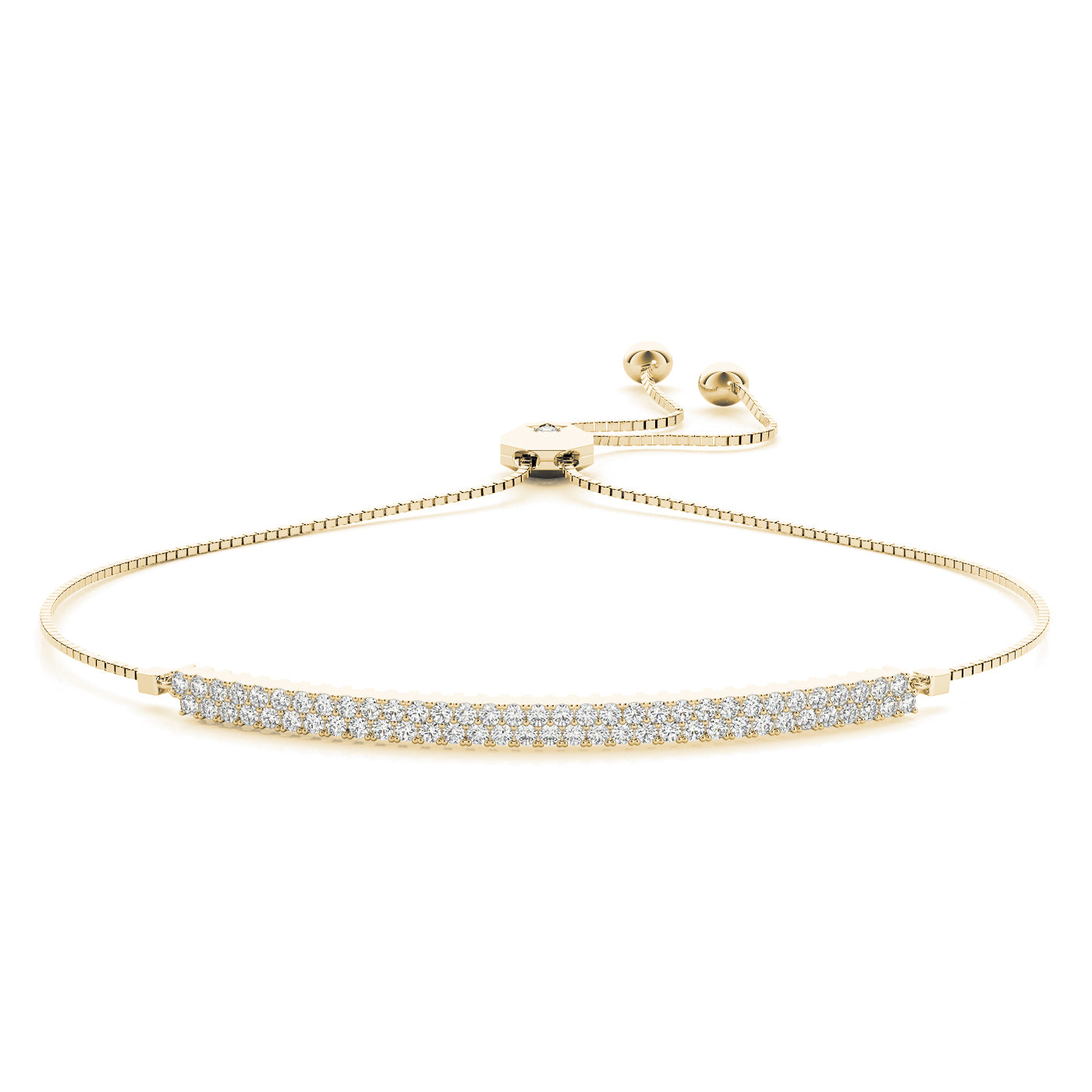 Two Row Diamond Pave' Adjustable Bracelet